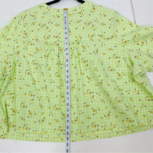 ModCloth Women Plus Size 4X Short Sleeve Blouse Pullover Floral Check Boho - Picture 7 of 9